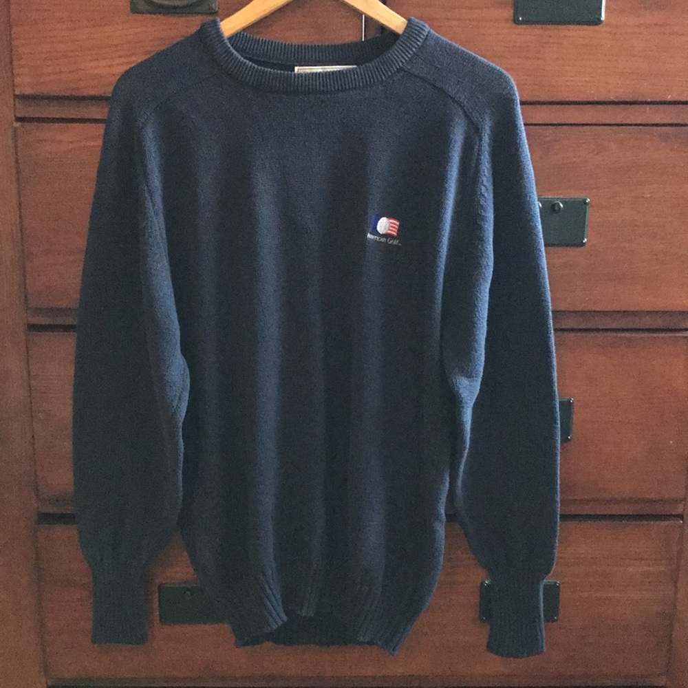 Mens Izod Club American Golf Blue 100% Egyptian Cotton Knit Sweater, Size Small